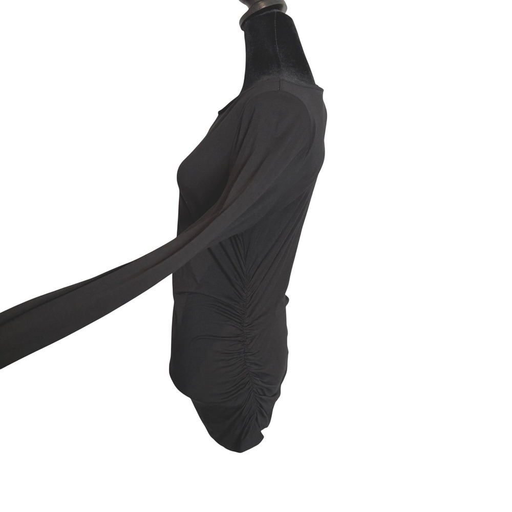 Soft Surroundings Black Ruched Side Long Sleeve Top Size XS Stretch Minimalist - Picture 3 of 8